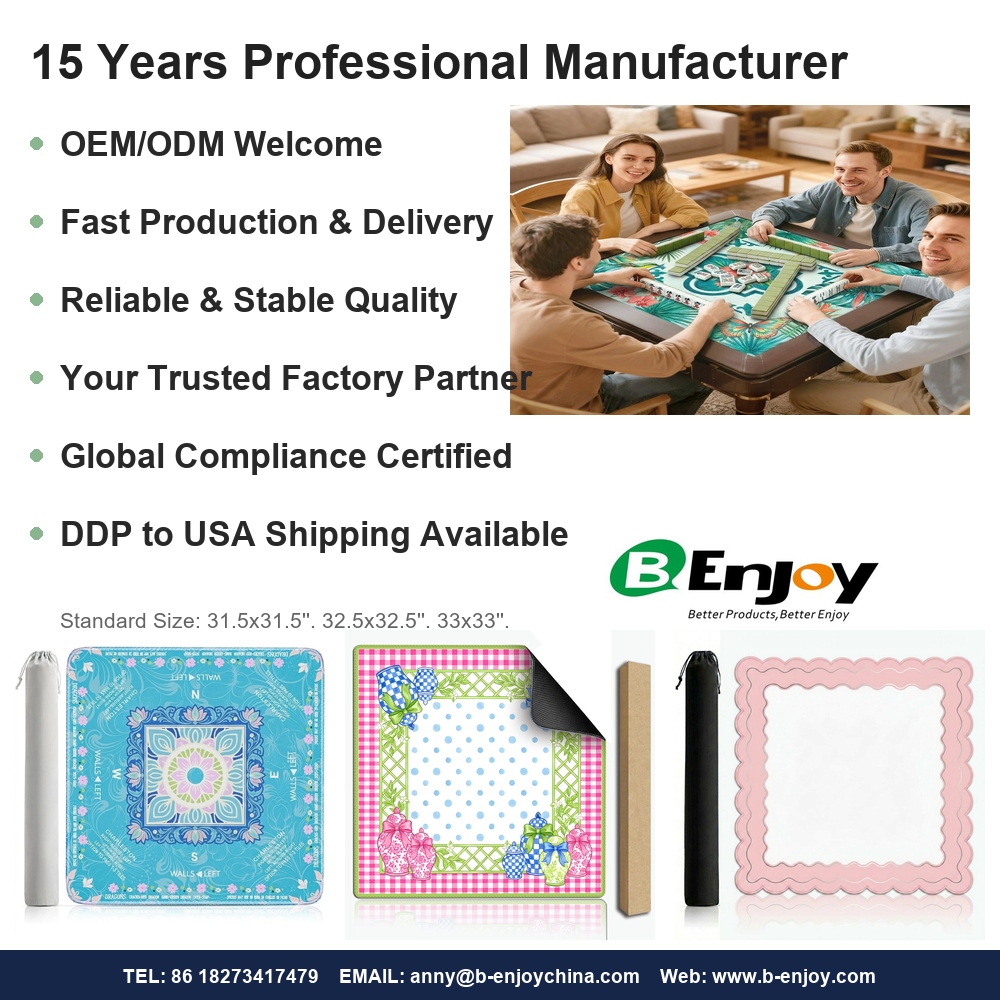 Mahjong Mat Coastal Design Custom Neoprene Rubber 33 Inch Odorless Non Slip Table Cover Factory Direct Ddp Usa Shipping High 7