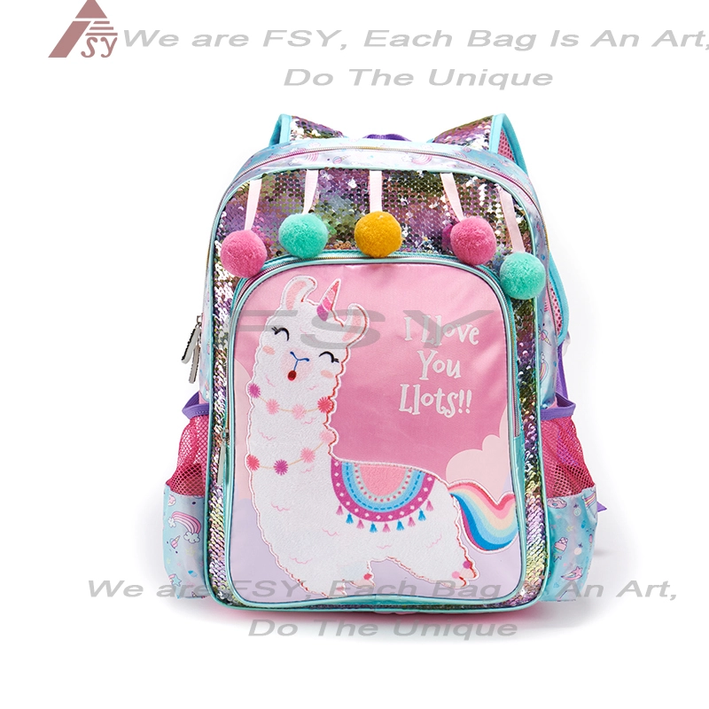 New Cartoon Custom Backpack Cute Children School Backpack Kindergarten Animal Alpaca Kids School Bags For Girls Boys 1