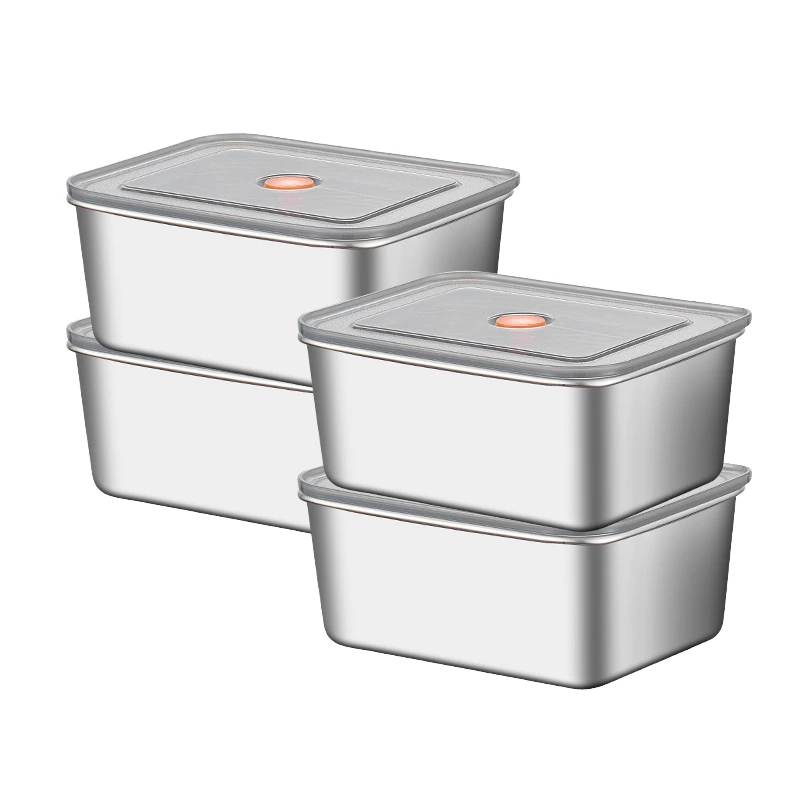 Commercial Stainless Steel Japanese Korean Crisper Square Fruit Vegetable Storage Lunch Box Heatable For Refrigerator Freezer 1