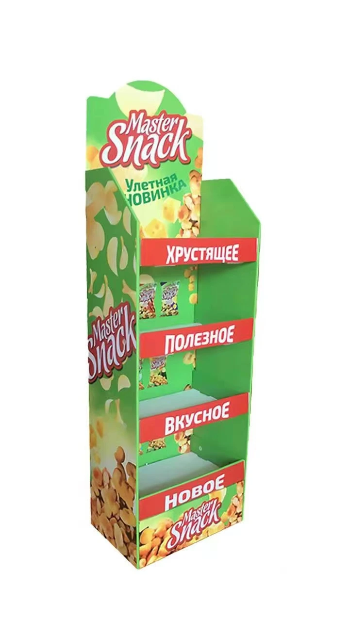 Retail Pop Cardboard Cell Phone Accessory Floor Display Stand with Metal Hooks 1