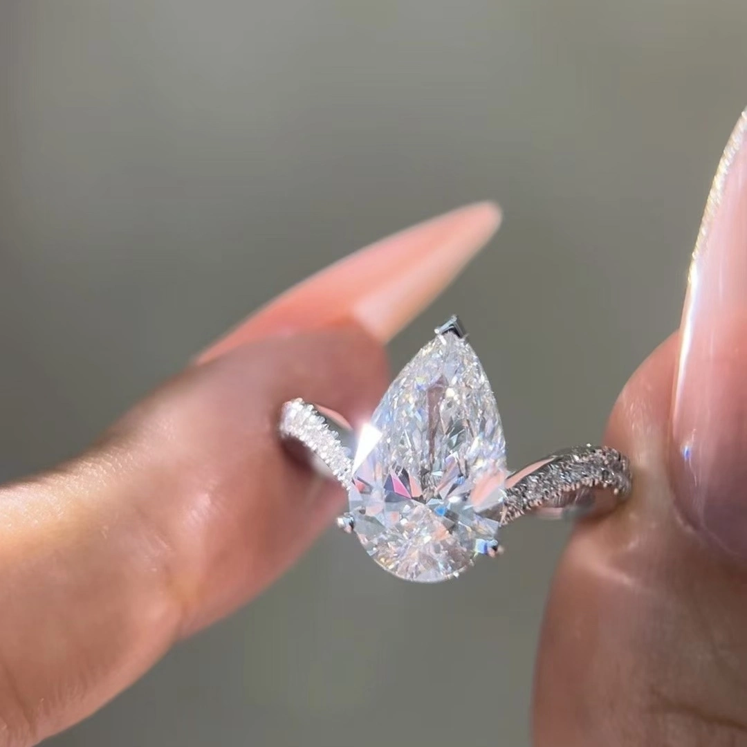 Dk 3.27ct Pear Cut Vvs Lab Diamond Ring 18k Gold Igi Certified For Weddings And Gifts Direct Source Factory Simplicity & Luxury 1