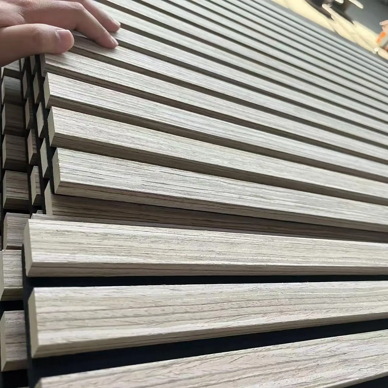 Wood Slat Acoustic Wall Panels Wood Veneer Sound Absorbing Decorative Boards 1