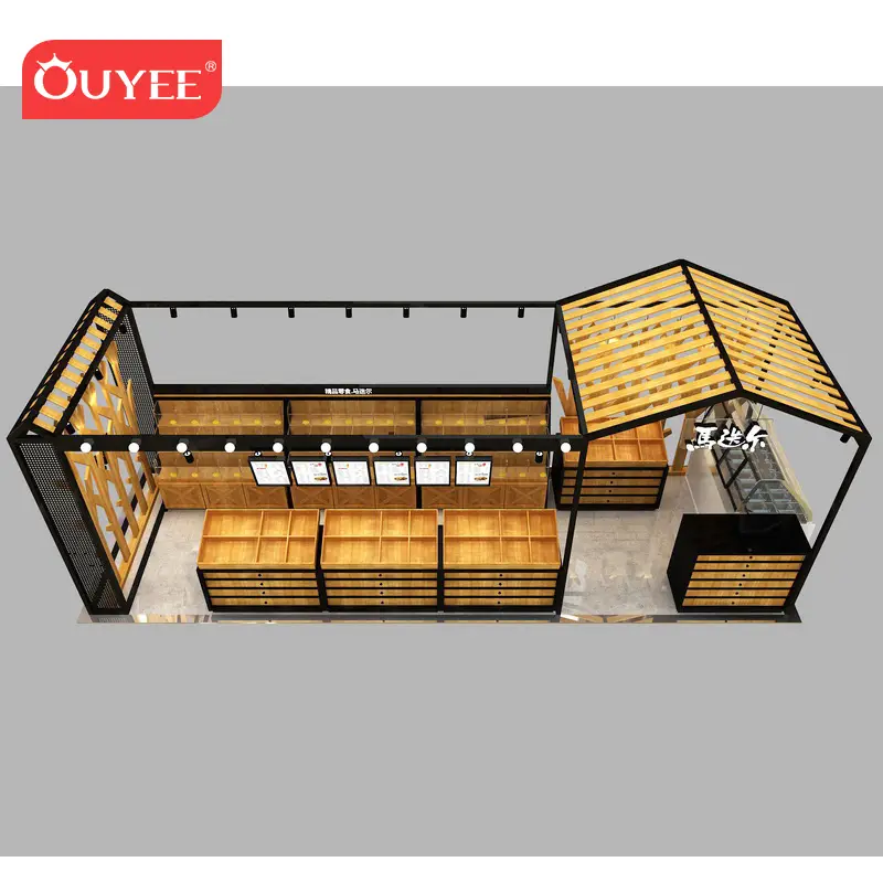 ركن تزيين الآيس كريم والزبادي المثلج، كشك حلويات مصنوع من الخشب الرقائقي، شاي الفقاعات 1