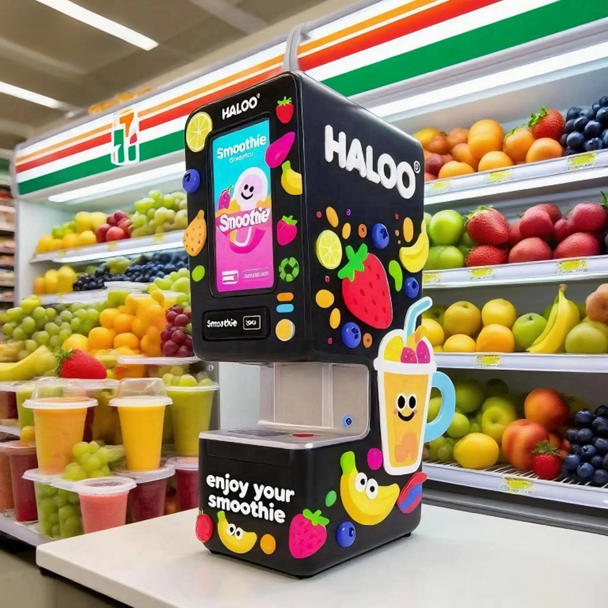 Haloo Distributeur Automatique De Smoothies 7/11 Fresh Fruits Automatic Smoothie Vending Machine Smoothie Maker Vending Machine 1