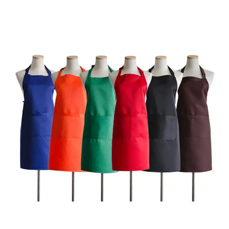 Wholesale Custom Logo Kitchen Apron Fashion Striped Canvas Adjustable Buckle For Restaurant Cooking 1