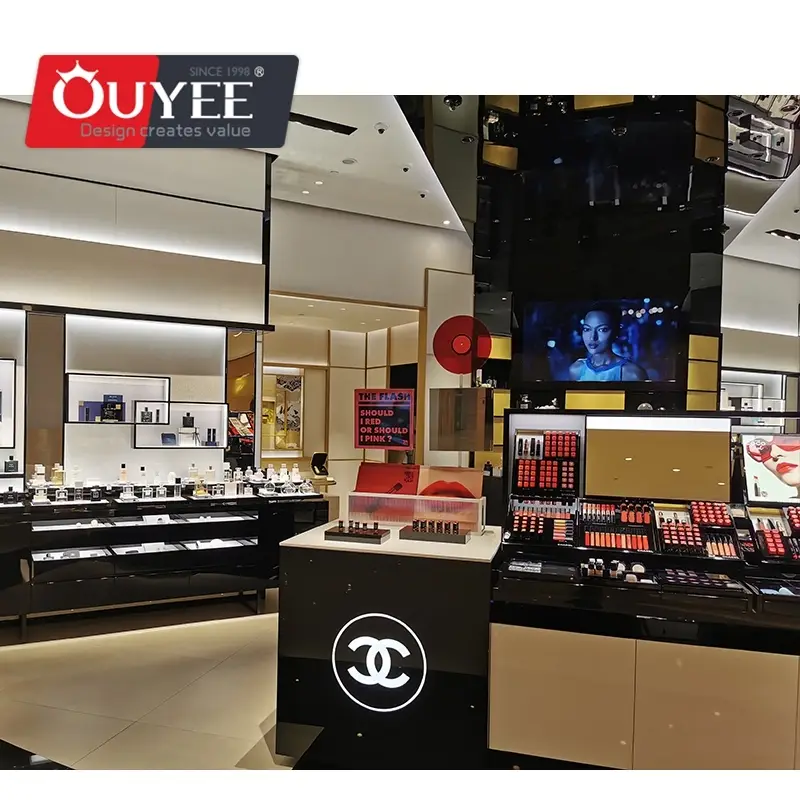 Standbarer Make-up-Vitrinenschrank aus Holz für Kosmetikgeschäfte 1