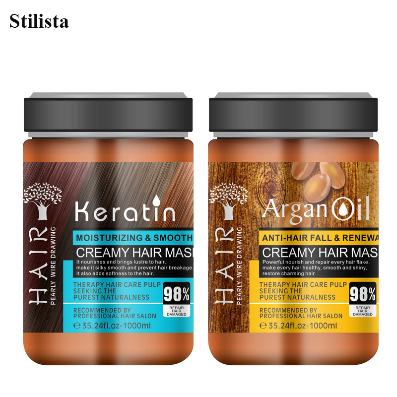 Mascarilla capilar de argán con aceite de queratina de marca propia de 1000 ml. 1