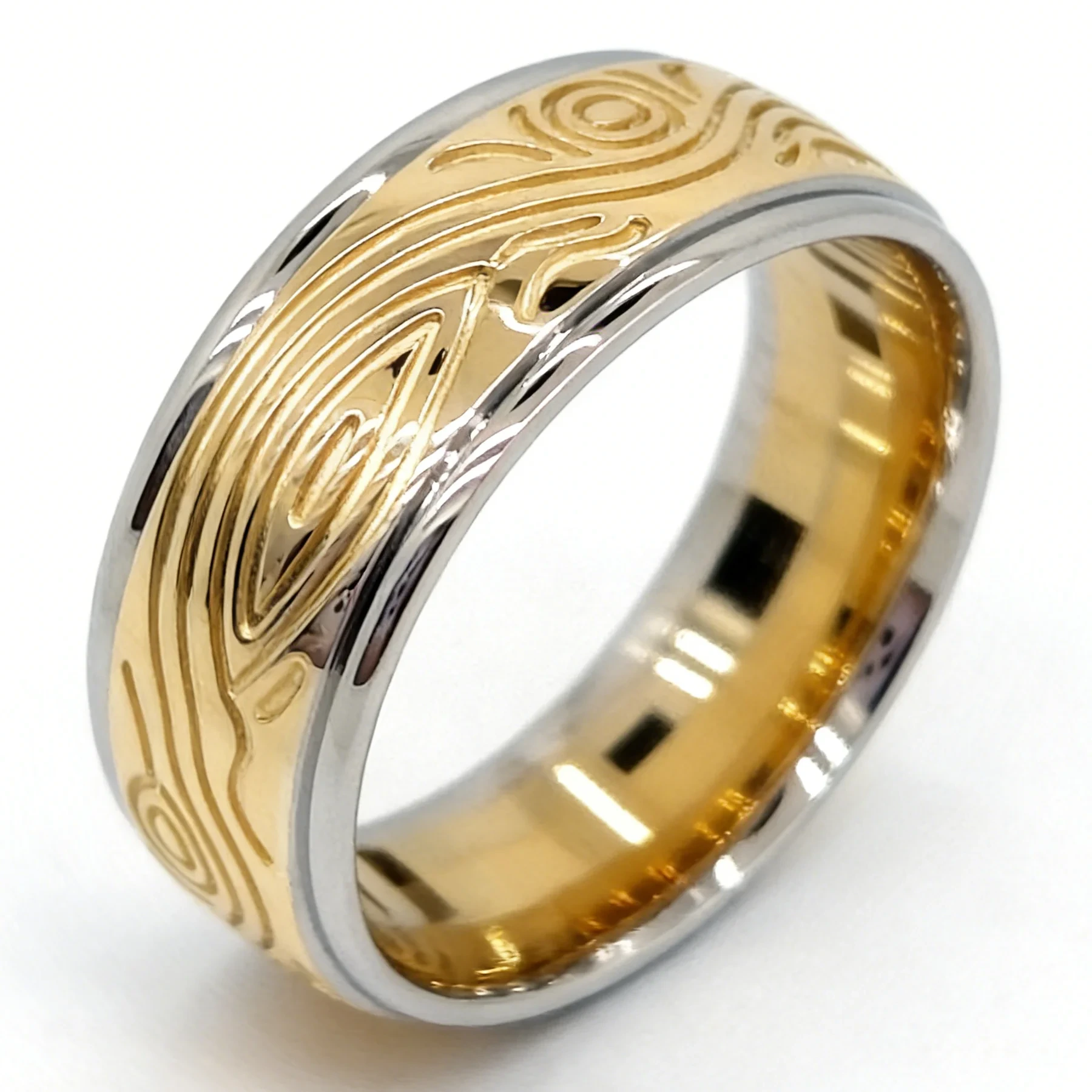 Nuovo anello da uomo super largo in oro giallo 9 carati, anello di fidanzamento/matrimonio. 1