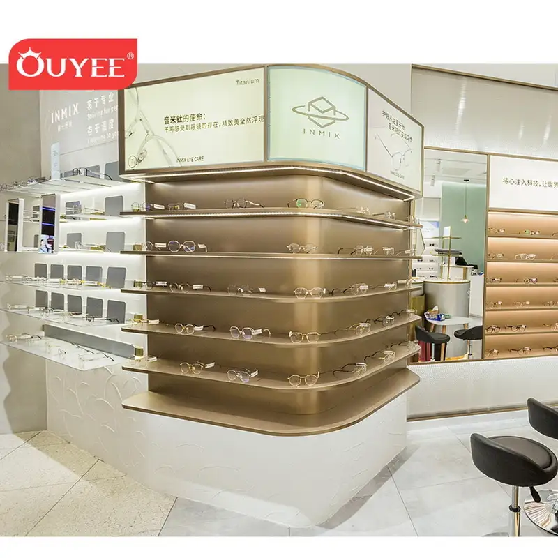 Comptoir de magasin d'optique, étagères d'exposition pour lunettes de soleil, vitrine à lunettes 1