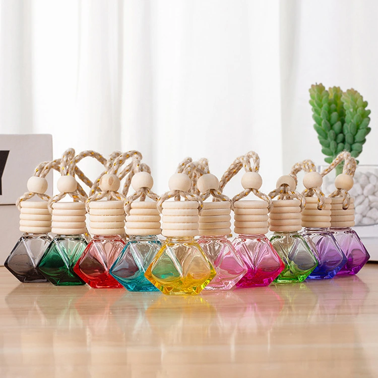 8ml Diamond Shape Hanging Car Essential Oil Diffuser Glass Perfume Bottle 1