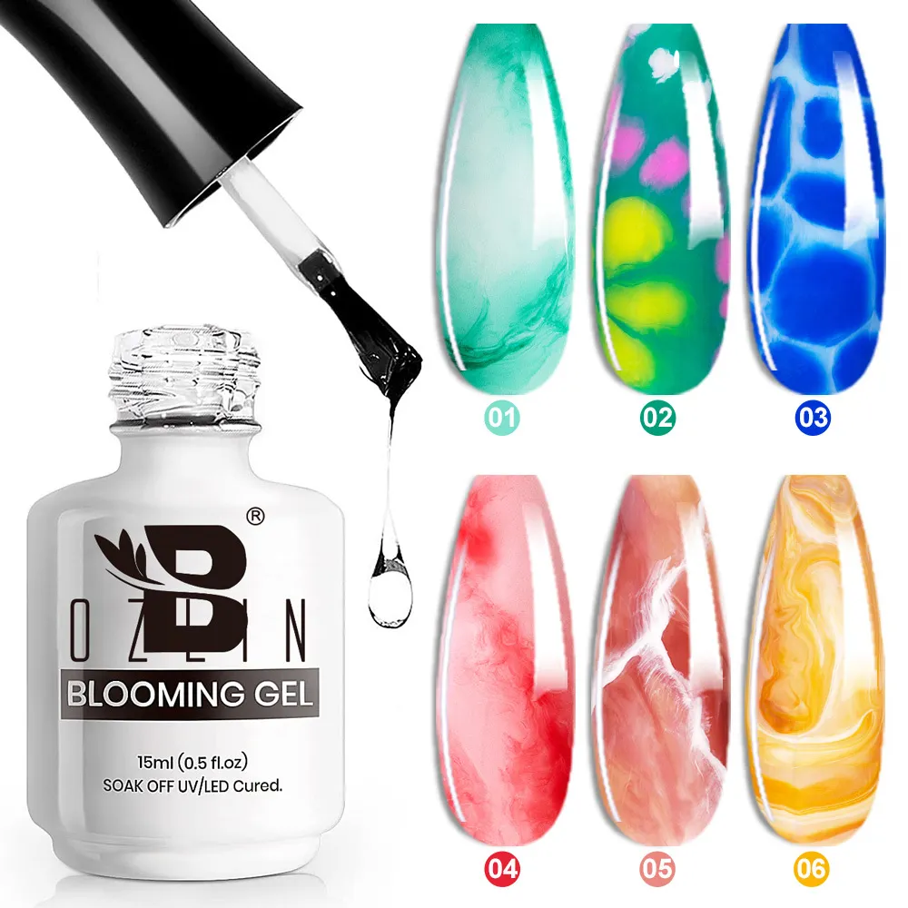 Bozlin 15ml Soak Off UV LED Clear Blooming Gel Nail Polish for Nail Art 1