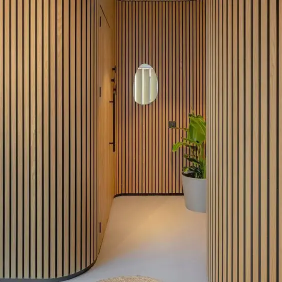 Acoustic Wooden Curly Slat Wall Panels Flexible Soundproof Wood Veneer Panels 1