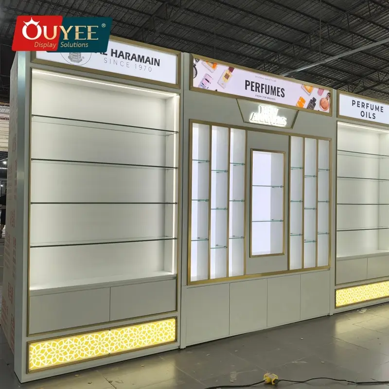 خزائن عرض زجاجية جدارية لمتجر العطور - عرض عطور بالتجزئة 1