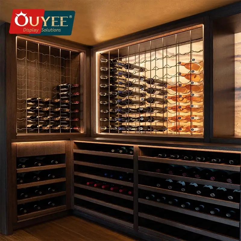 Vetrina espositiva in legno per vino, ideale per negozi di liquori e bar, con vetro acrilico. 1