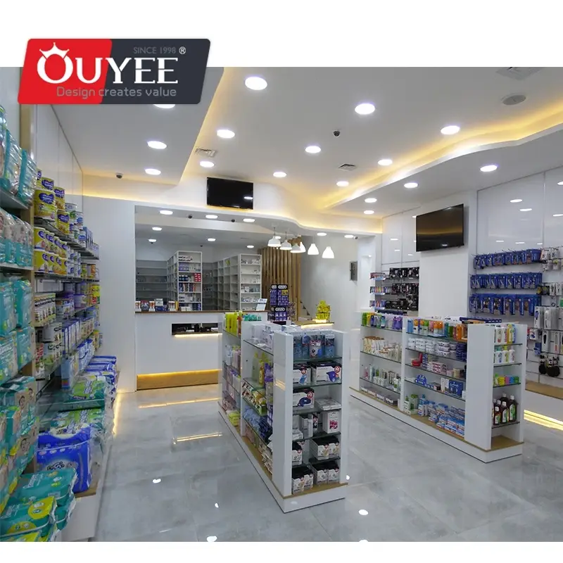 MDF-Apothekenregale und -theke für Apotheken und Sanitätshäuser 1