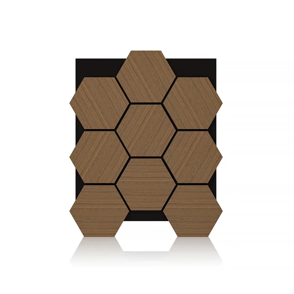 Acoustic Soundproof Hexagon Wood Slat Wall Panel with Soundproofing Materials 1