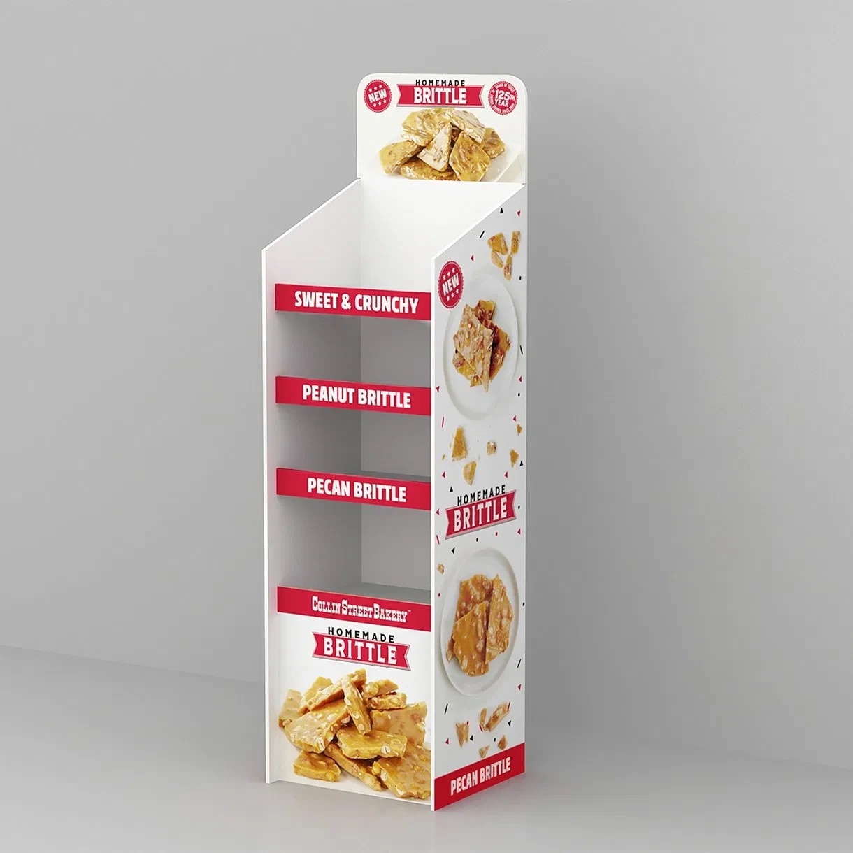 フロア型ポップペーパー段ボールピーナッツブリトルディスプレイスタンド 1