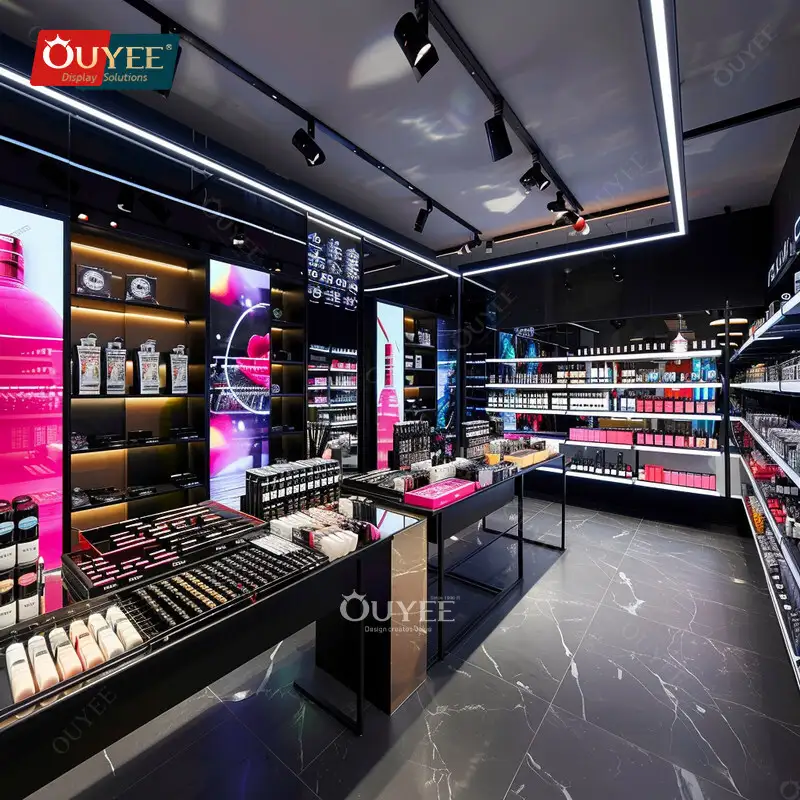 Présentoir à cosmétiques, armoire centrale, kiosque à parfums, étagère à perruques, comptoir 1