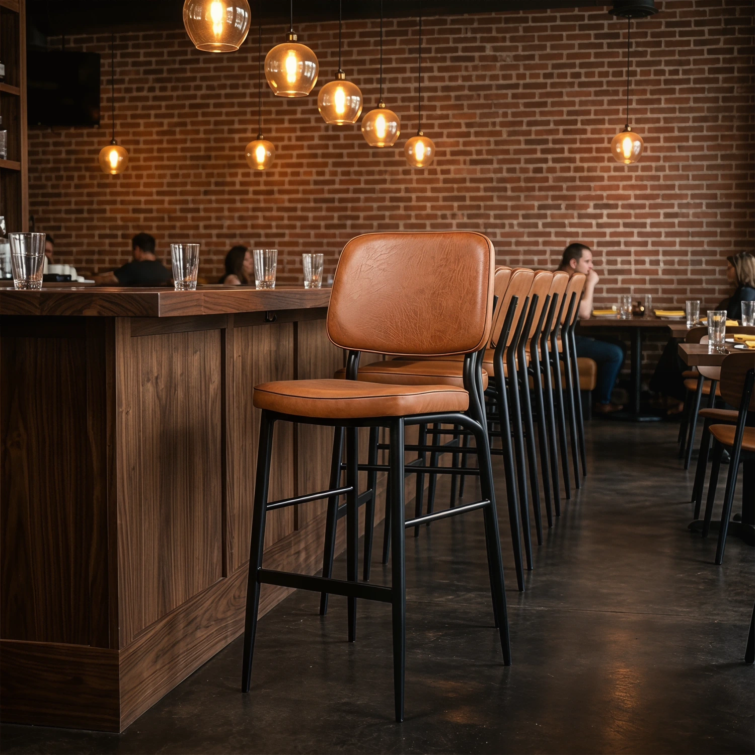 Leather Bar Stool with Iron Frame for Restaurants & Homes 1