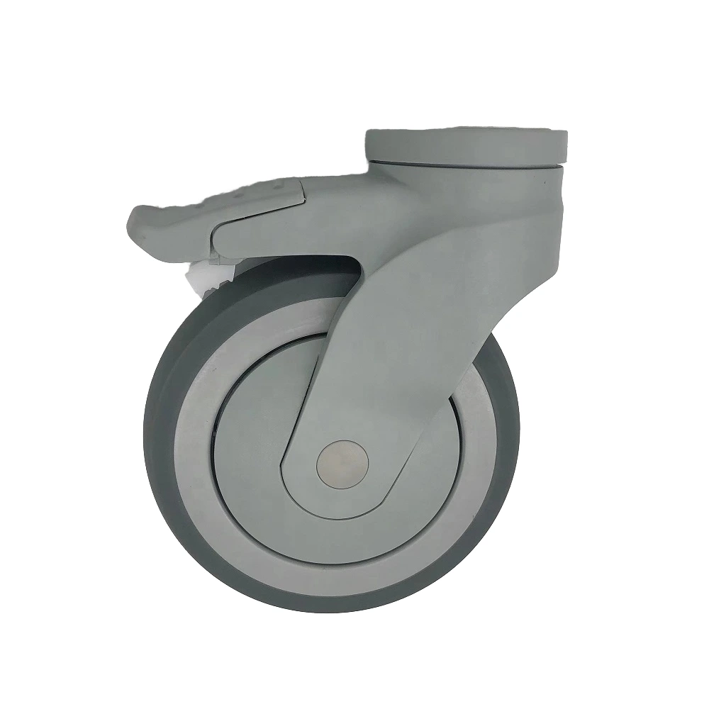 5 Inch 125mm Nylon Plastic Anti-rusting Bearing Medical Thermoplastic Rubber Tpr Silence Caster Wheel For Hospital Machine 1
