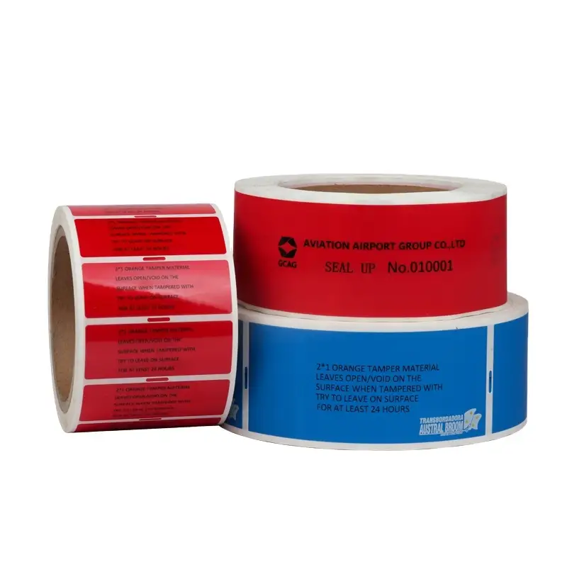 Etichette di sicurezza antimanomissione VOID personalizzate rosse/blu/argento 1