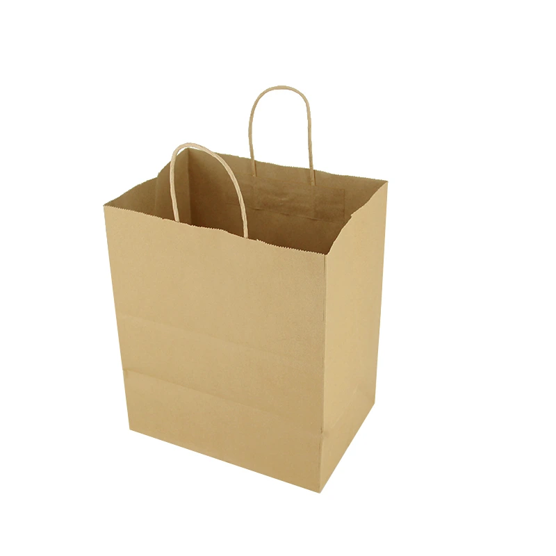 Hot Sale 10*6.75*12 Inches Kraft Blank Paper Food Packaging Bag with Twist Handle 1