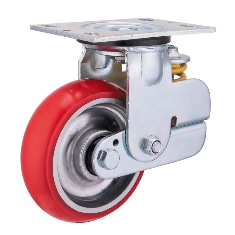 Heavy Duty Industrial 6inch 8inch Pu Spring Loaded Castors Retractable Caster 1