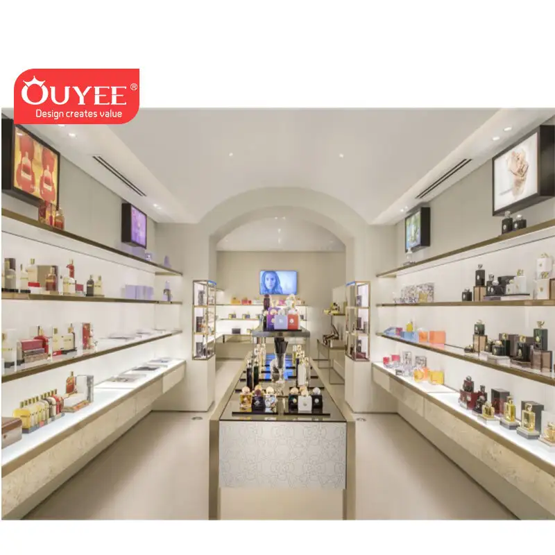 Vitrine de vidro temperado para interior de perfumaria 1