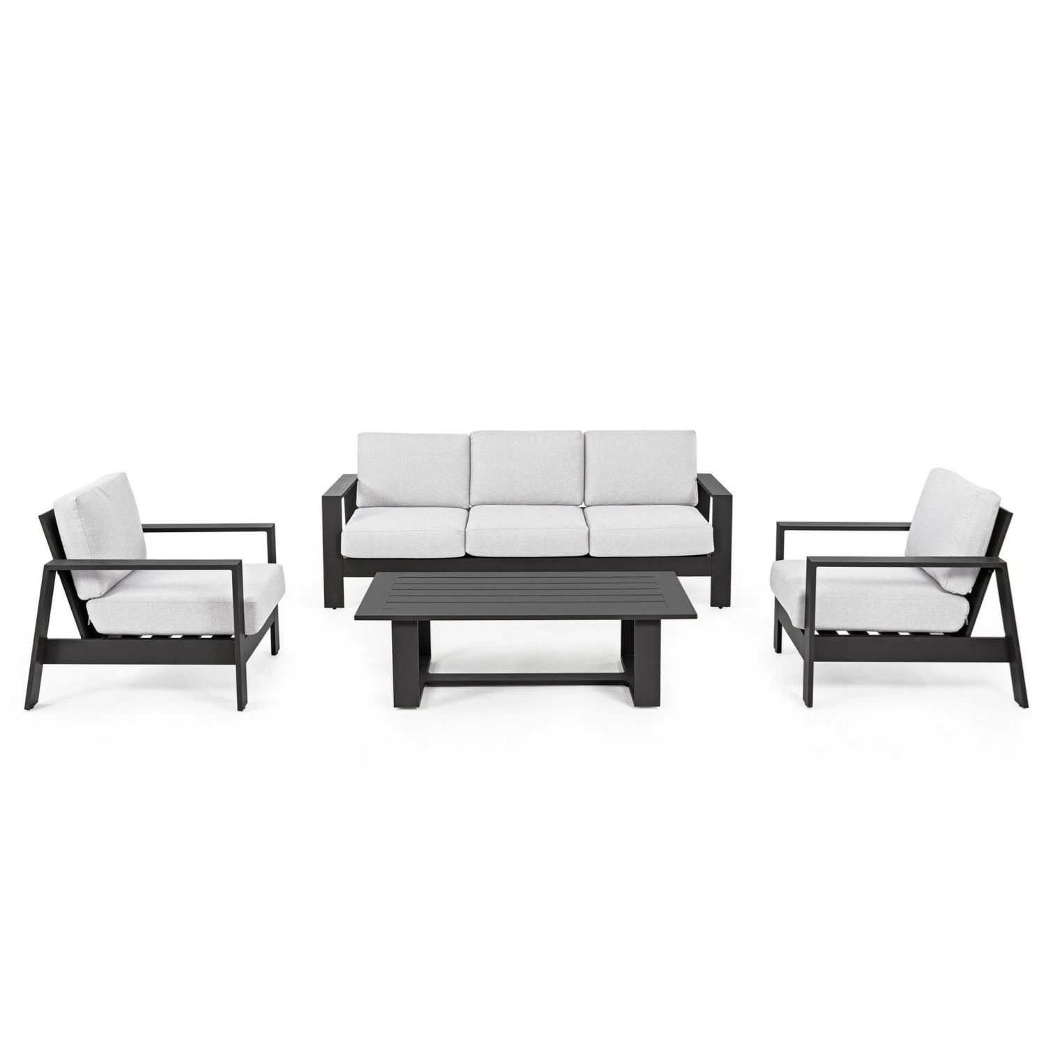 Hotel Conversation Sofa Set With Coffee Table Aluminium Patio Furniture Outdoor Seating Group Metal Garden Lounge Sofa 1
