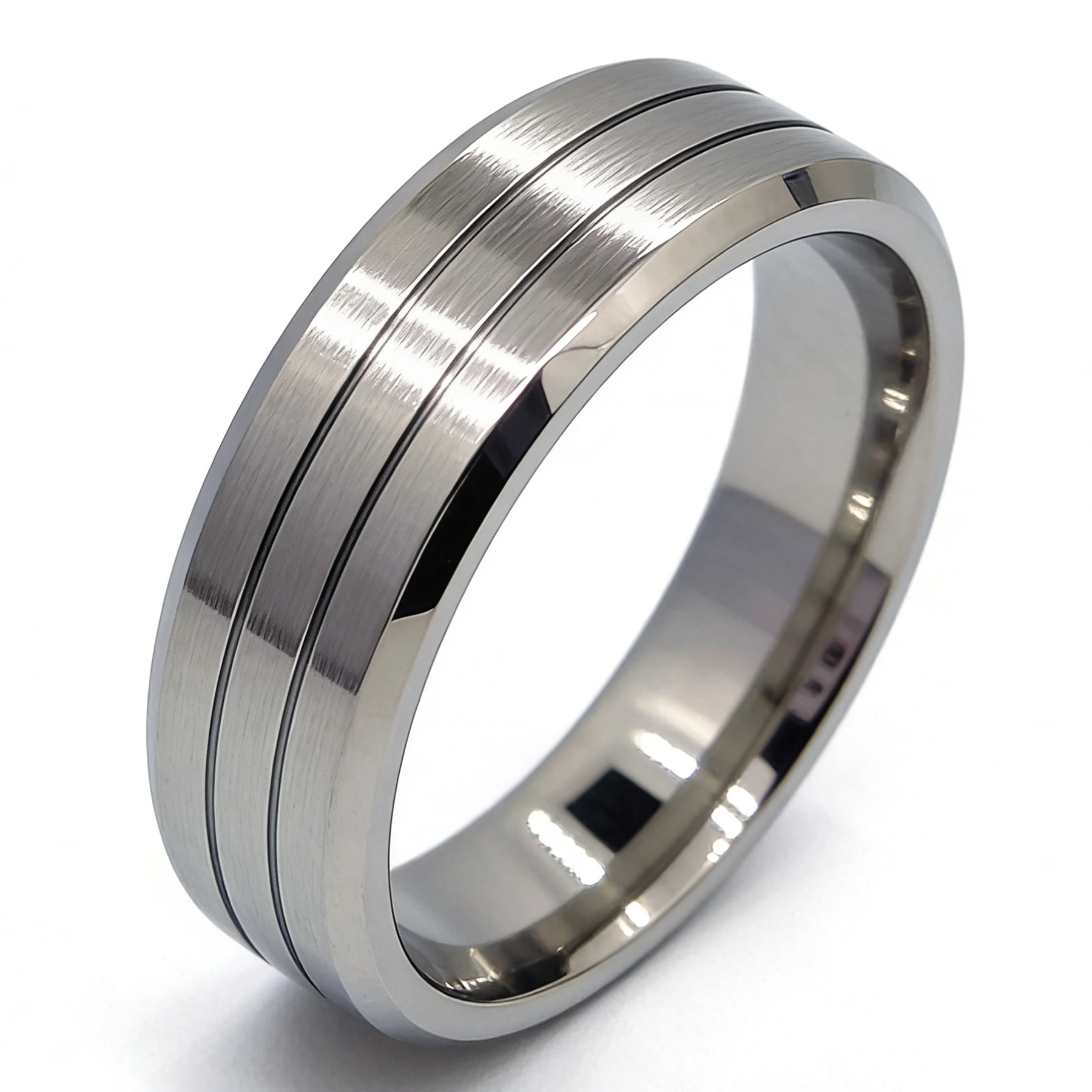 Anello nuziale Pt950, anello centrale in platino opaco, design alla moda, anello da uomo, stile di lusso, gioielli raffinati, gioielli in oro 1