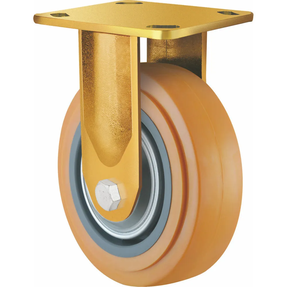 Abrasion Resistance 8 Inch Orange Castor Pu Fixed Caster Wheel 1