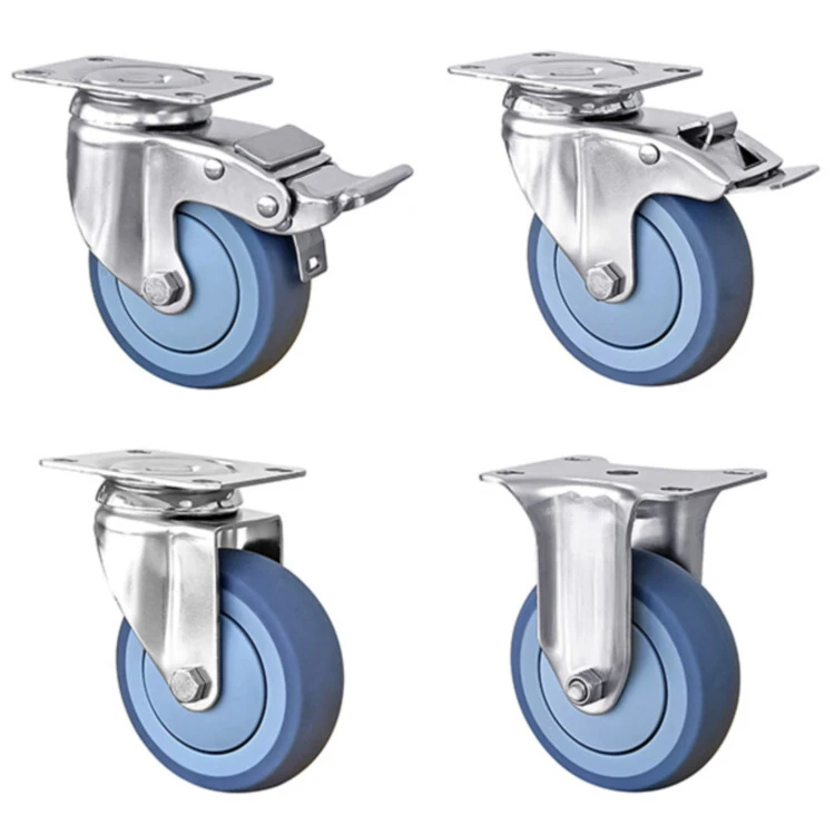 Thermoplastic Rubber 3/4/5 Inch Blue Caster Wheels High Elastic Tpr Caster For Platform Carts 1