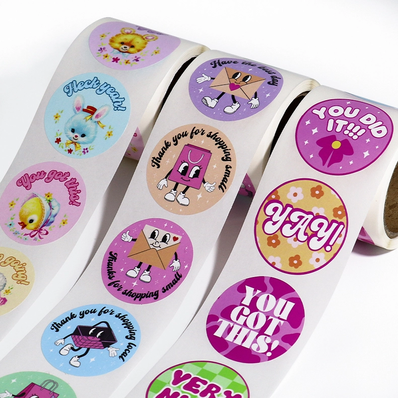 Custom Logo Round Adhesive Label Roll Gold Foil Thank You 1