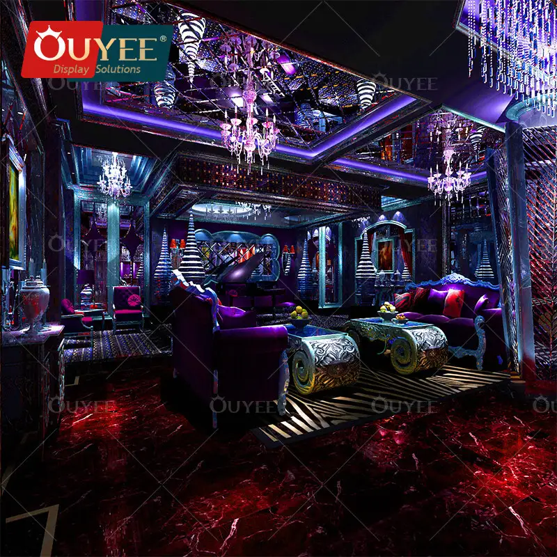 ديكور طاولة دي جي وبار بإضاءة LED للنوادي الليلية وتصميم المحلات 1