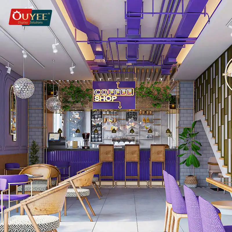 Balcão e armários frontais para cafeteria comercial 1