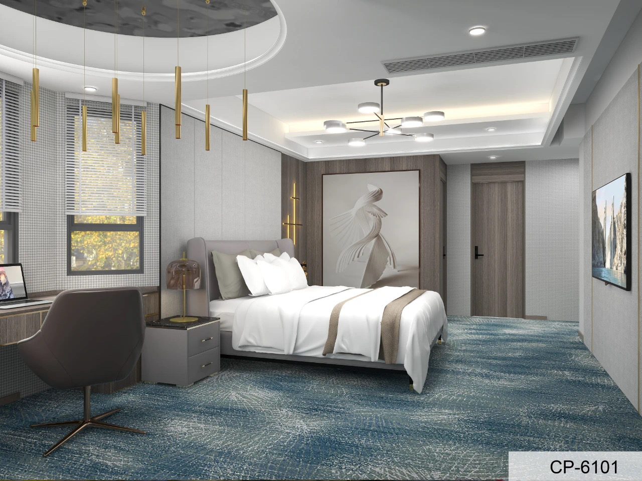 Tappeto per hotel a pelo tagliato antimacchia, prodotto in Cina nel 2024. 5