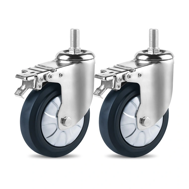 Eco-friendly Mute Durable 4 5 Medium Heavy Duty Tpr Casters Rigid Swivel Threaded Caster Wheel 1