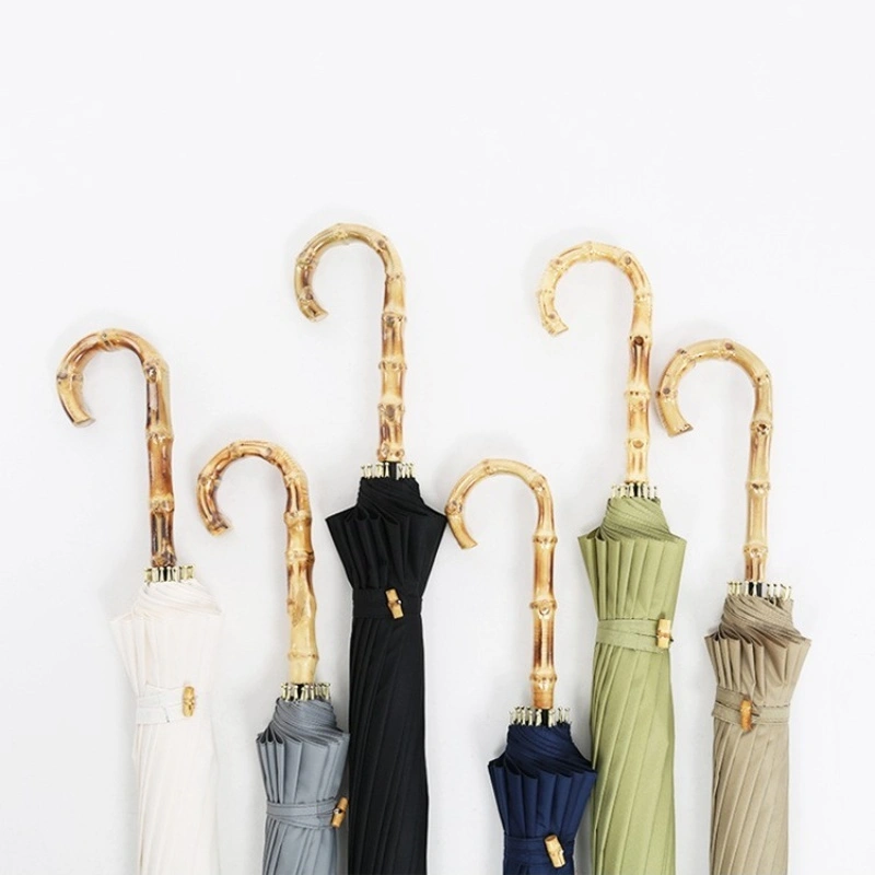 Bamboo Handle Umbrella - Wholesale 16-bone, Custom Logo 1