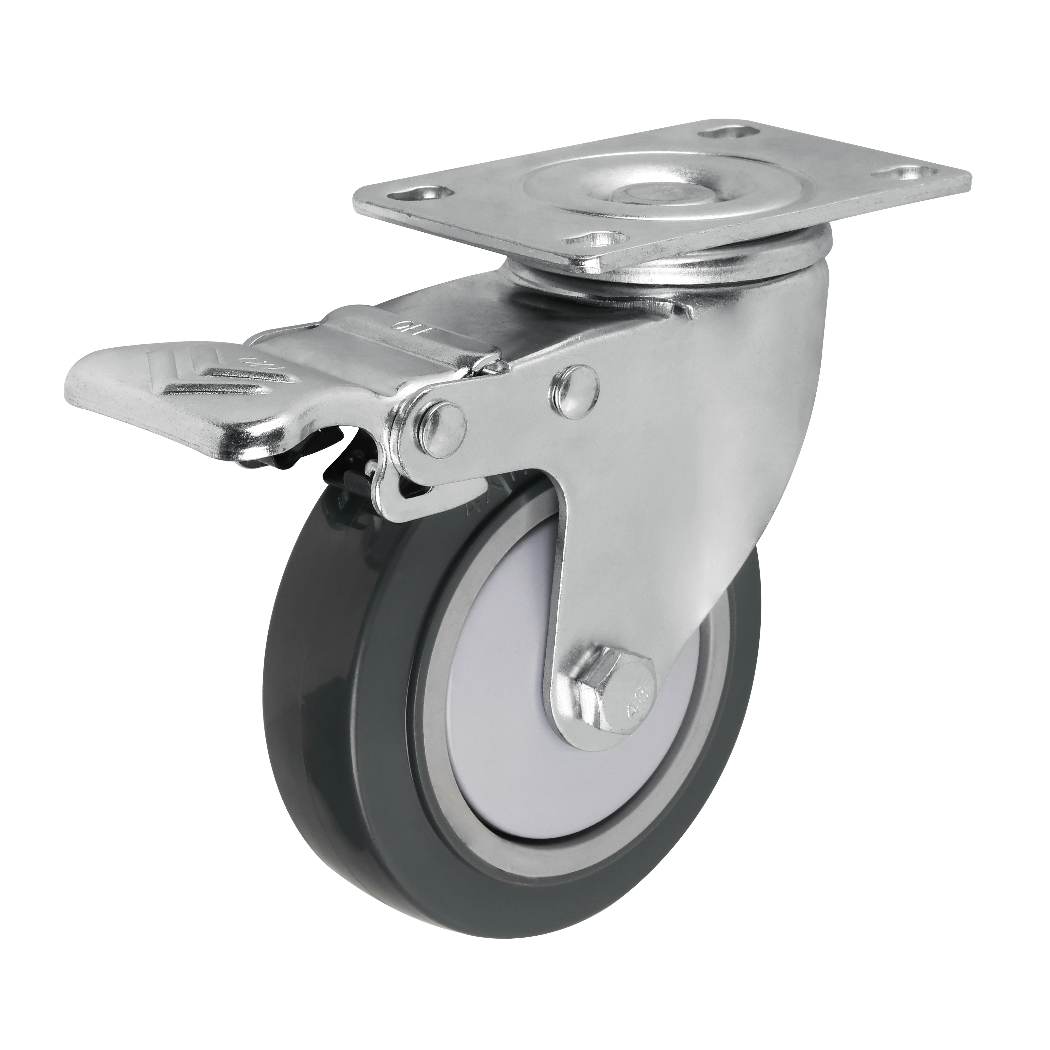 Industrial 3 4 5 Inch Wheel 100-130kg Load Food Medical Machine Trolly Castor Medium Heavy Duty Pu Swivel Caster With Brake 1