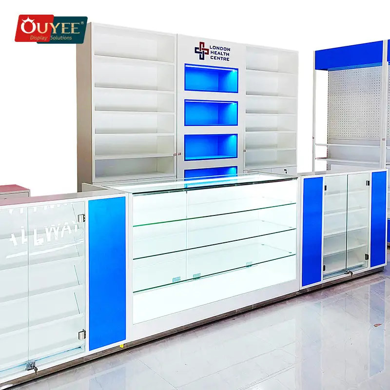 أرفف عرض صيدلية من خشب MDF صديق للبيئة 1