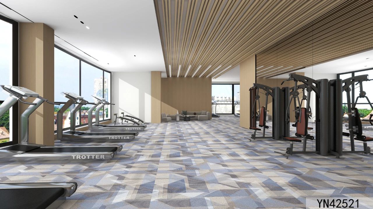 Customized Noise-Reducing Wool & Nylon Gym Carpet, Axminster 3