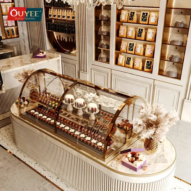 Espositore per cioccolato in legno personalizzato per uso commerciale, vetrina per caramelle 1