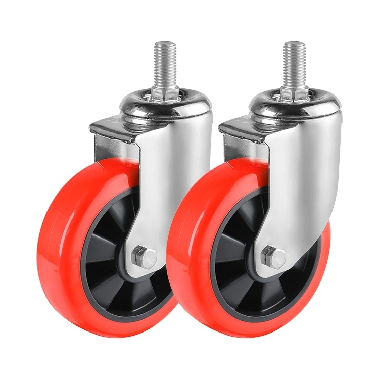Labor-saving Mid-heavy Duty Pu Caster Silent Logistics Car Dining Car 3inch Polyurethane Universal Wheel 1