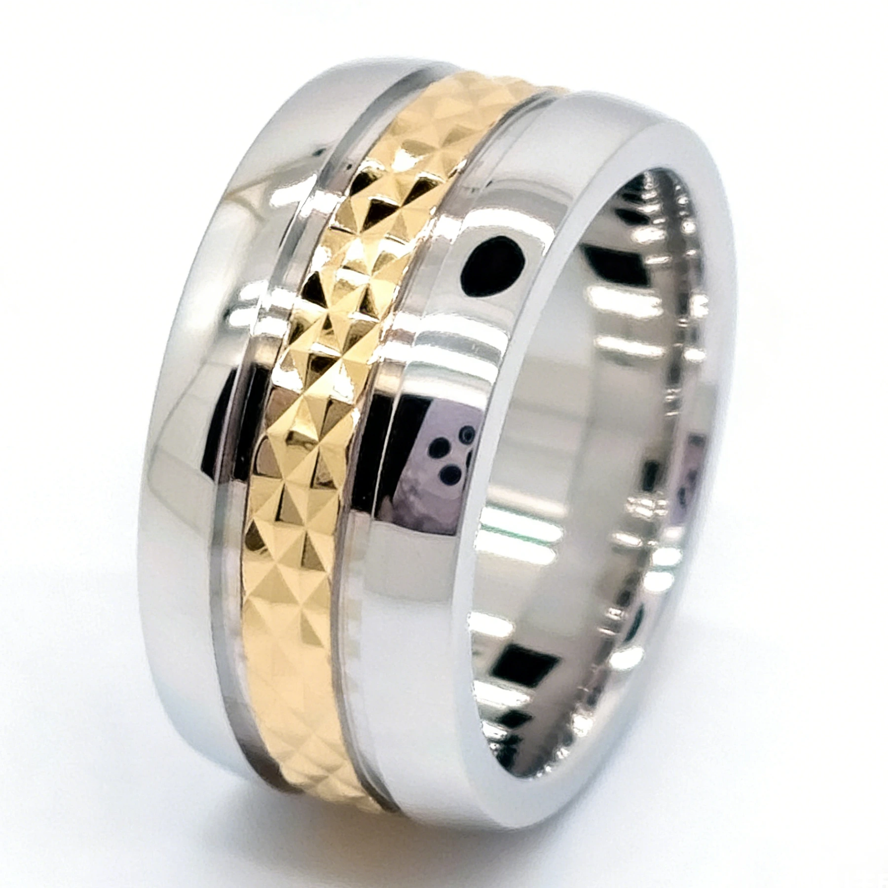 Anello da uomo super largo, nuovo stile europeo e americano, in oro giallo 9 carati, ideale per matrimonio e fidanzamento. 1