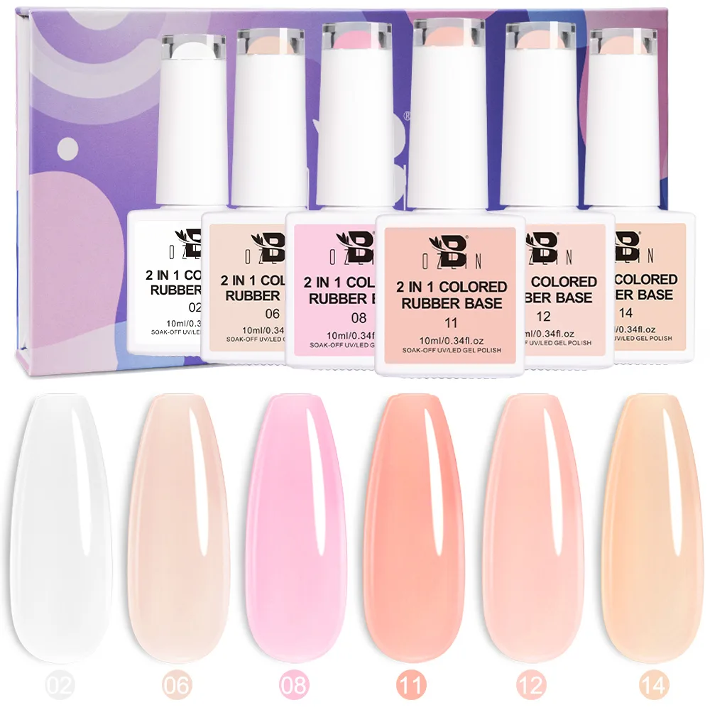 Bozlin 10ml 2-in-1 Rubber Base Coat & Top Coat Gel Polish Nude Pink Color 1