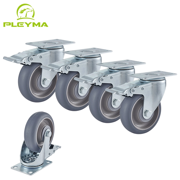 3 4 5 Inch 75mm 100mm 125mm Tpr Medium Duty Industrial Top Plate Screw Swivel Caster Wheel Steel Material 1