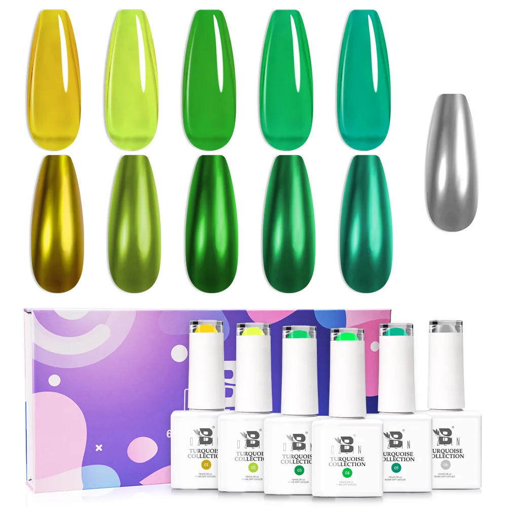 Kit de vernis à ongles gel métallisé chromé Bozlin 6 pièces, effet miroir liquide 1