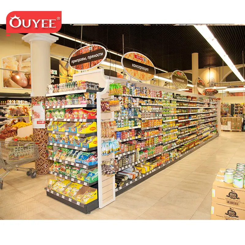 رفوف عرض في المتاجر الصغيرة، رفوف عرض في محلات السوبر ماركت 1