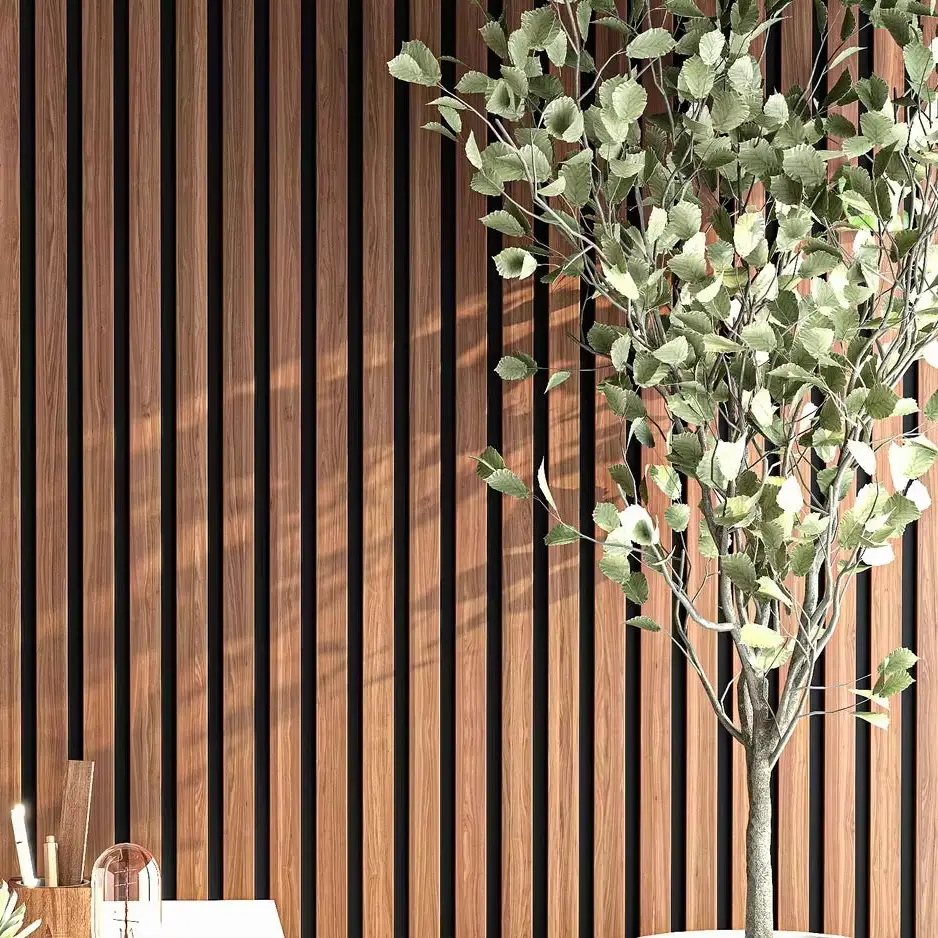 Wholesale Walnut Wood Slat Acoustic Wall Cladding and Felt Panel Decoration 1