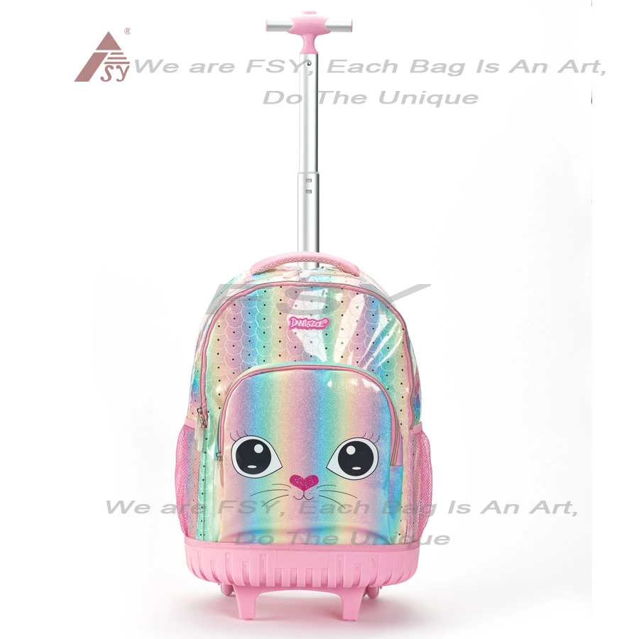 Fsy Rolling Backpack For Girls Custom Logo Roller Bookbag With 2 Wheels Kids Lightweight Travel Student School Trolley Bags 1